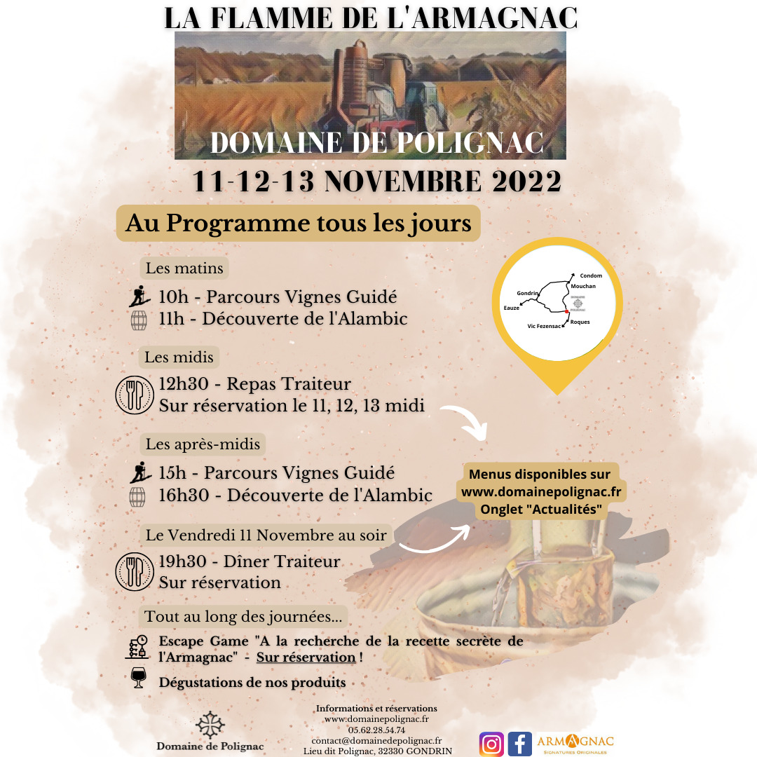 Programme Flamme de l'Armagnac au Domaine de Polignac